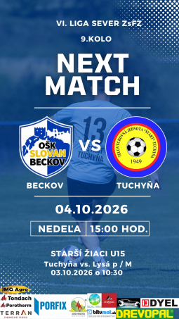 OŠK Slovan Beckov – TJ Štart Tuchyňa: ligový zápas 4.10.2026 v Beckove o 15:00